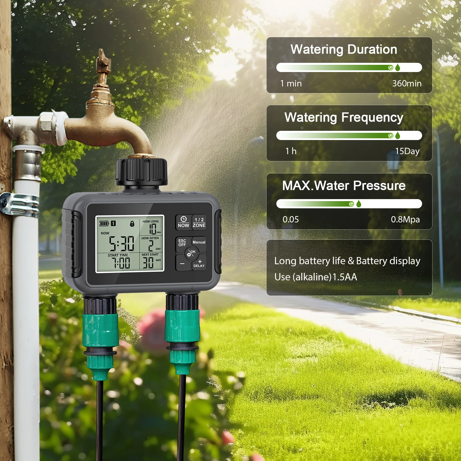 Dual Outlet Water Hose Timer R - Timer Dual Outlet ulasan dan harga